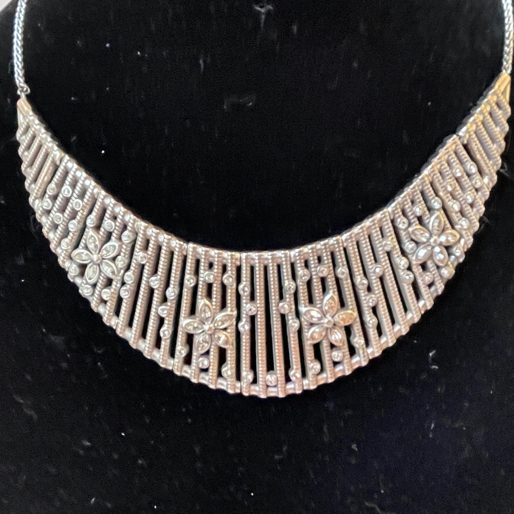 Vintage Brighton Bib Choker New with Tag, Quilted Pouch, Floral Motif